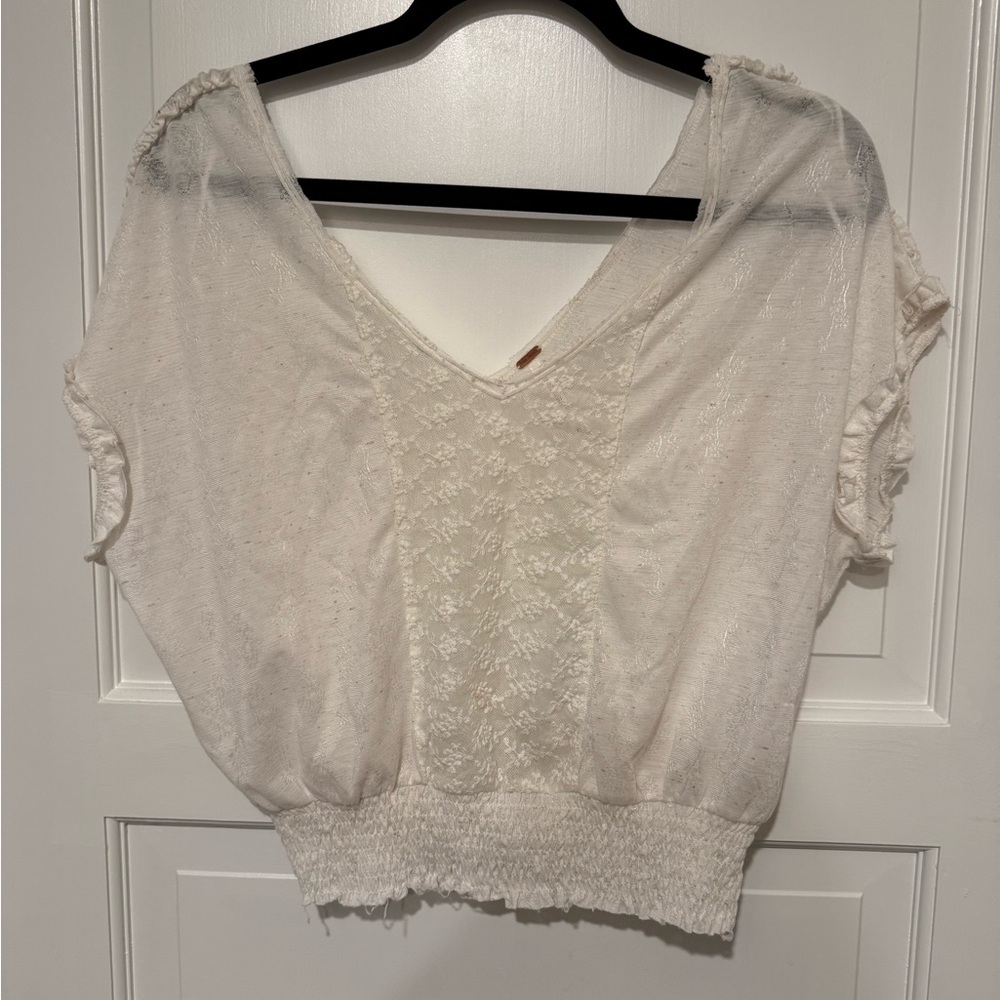 Free People Cream Lace Blouse